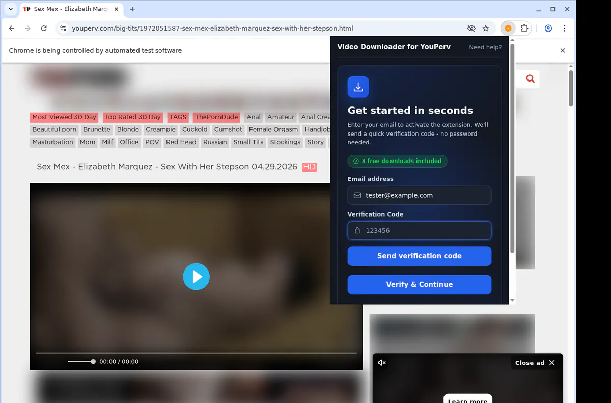Youperv Video Downloader browser extension screenshot 4